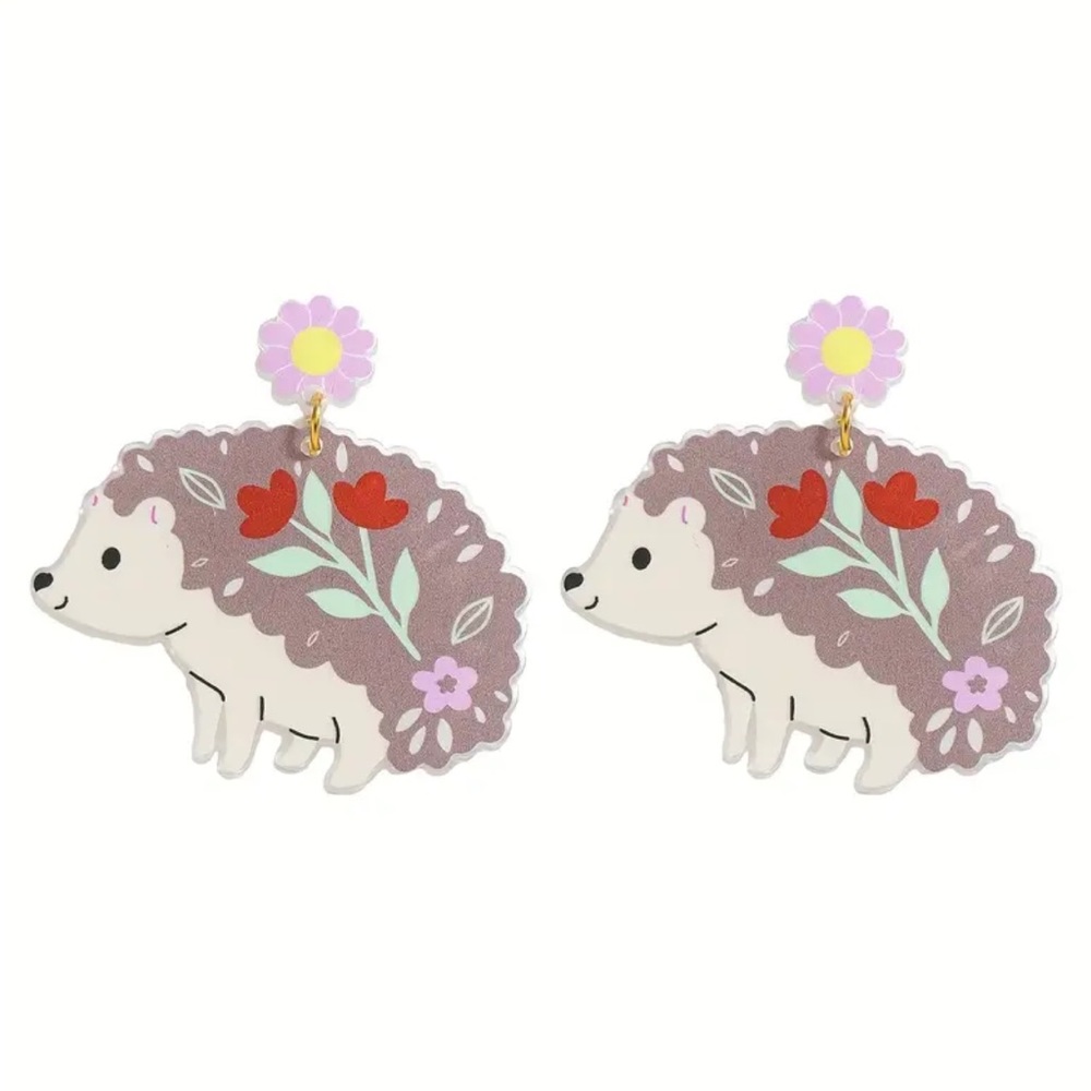 Floral Hedgehog Earrings